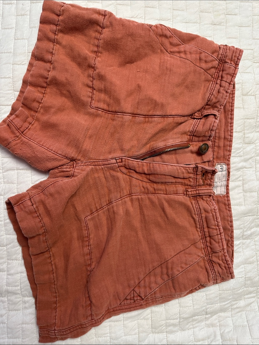 Free people Rust Orange Lightweight Casual Shorts cotton /linen